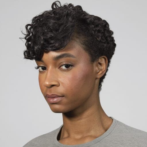 A woman with a classic pixie cut