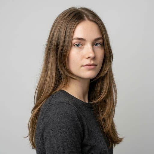 A woman with face-framing layers: Long layers cut shorter around the face only, starting at or below the cheekbone.