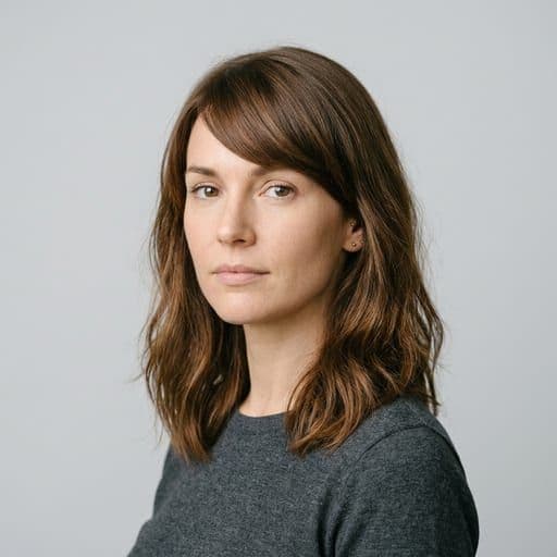 A woman with side-swept fringe: A fringe cut on an angle and worn across the forehead to one side.